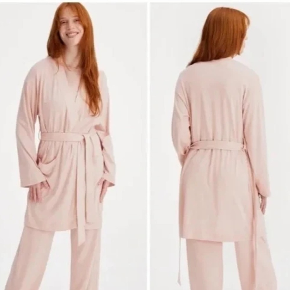 Girlfriend Collective Blush Pink Dawn Dream Robe Large Loungewear - Picture 2 of 5